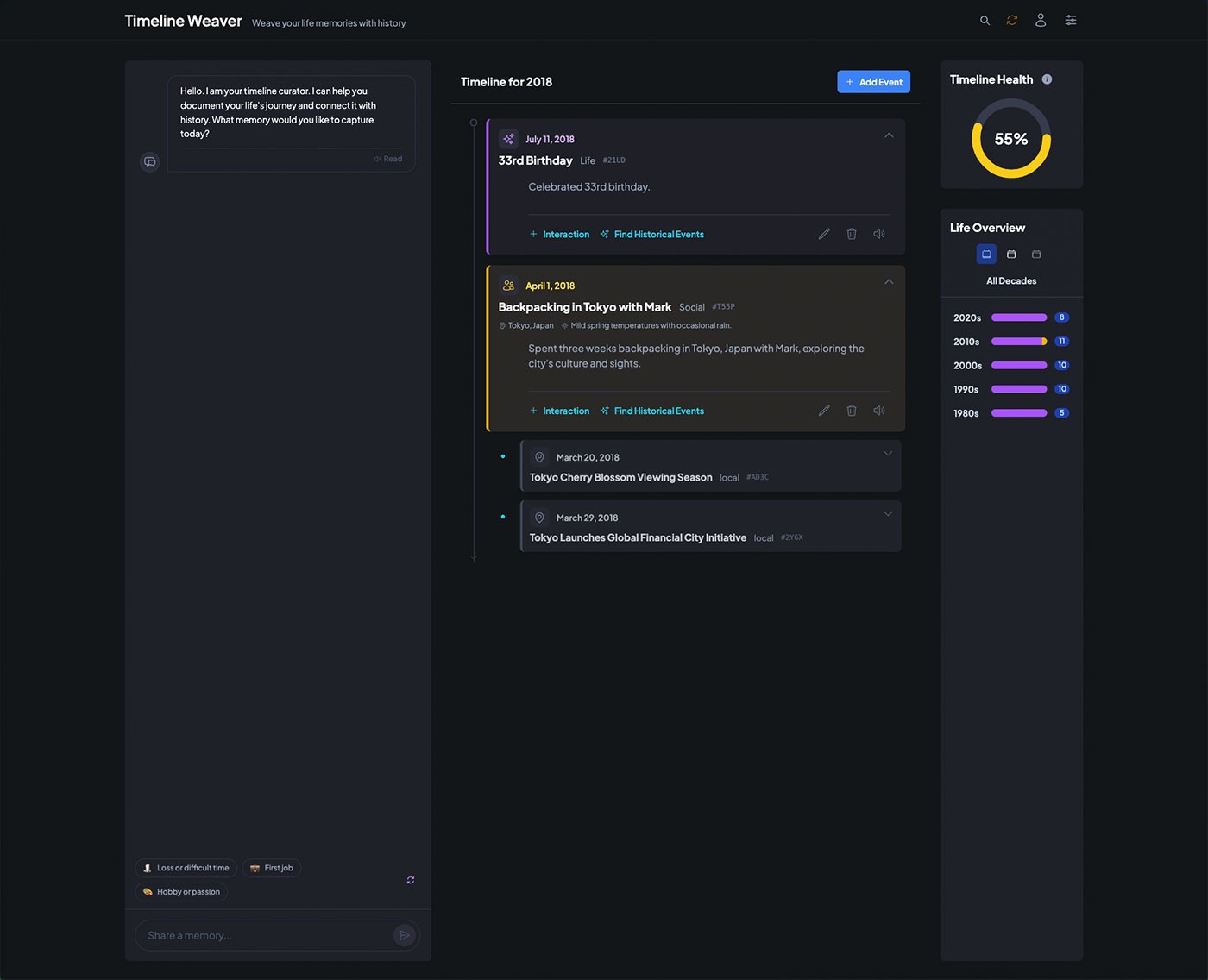Main app view post-onboarding