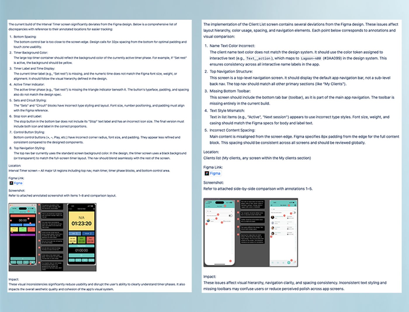 QA annotation review with numbered callouts
